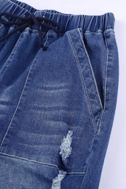 Pocketed Distressed Denim Jean